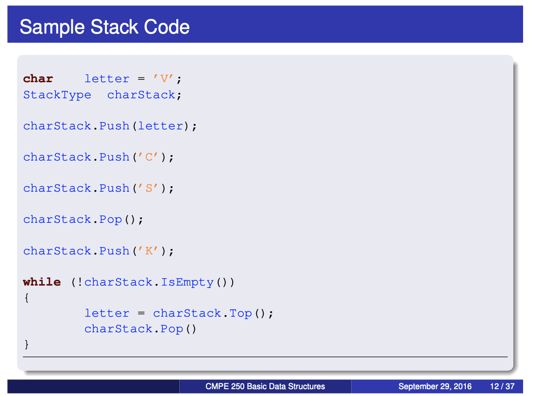 Solved Class specification for Stack Class specification for | Chegg.com