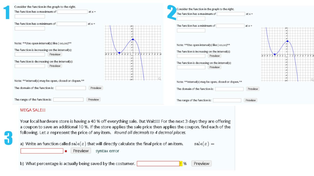 Solved Consider the function in the graph to the right. The | Chegg.com
