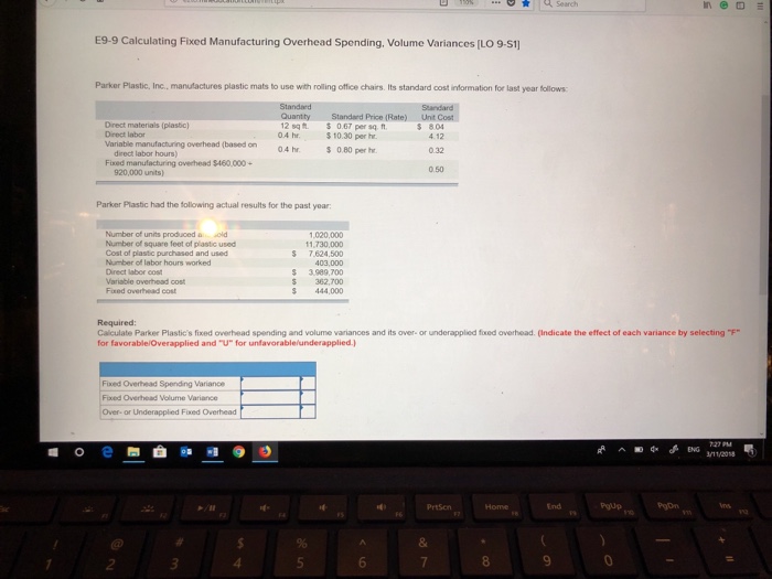 Solved Search E99 Calculating Fixed Manufacturing Overhead