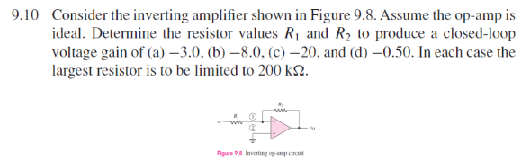 Solved 9.10 Consider The Inverting Amplifier Shown In Figure | Chegg.com