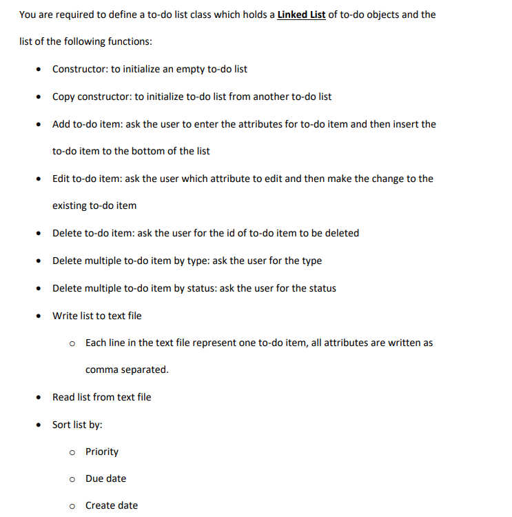 Solved You are asked to create to to-do list program to | Chegg.com