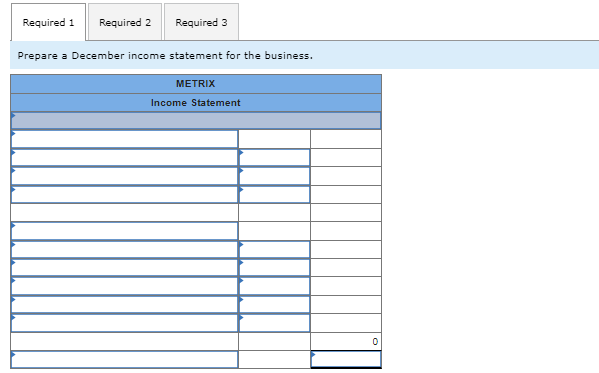 Solved Prepare a December income statement for the business. | Chegg.com