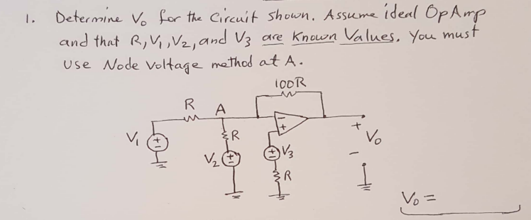 Solved 1. Determine vo for the circuit shown. Assume ideal | Chegg.com