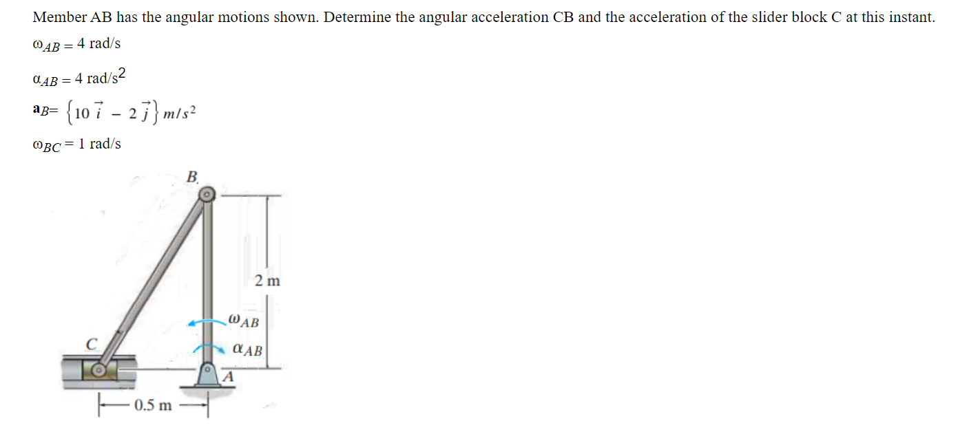 Solved Member AB has the angular motions shown. Determine | Chegg.com