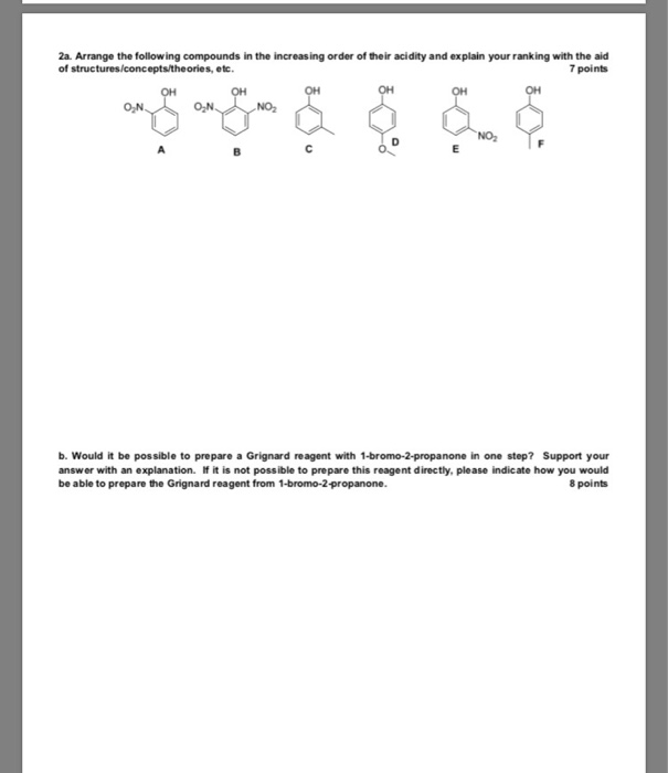 Solved 2a Arrange The Following Compounds In The Increasing 6329