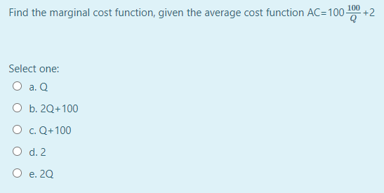 Solved Find the marginal cost function, given the average | Chegg.com