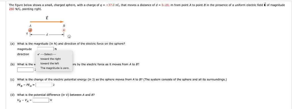 Solved The figure below shows a small, charged sphere, with | Chegg.com