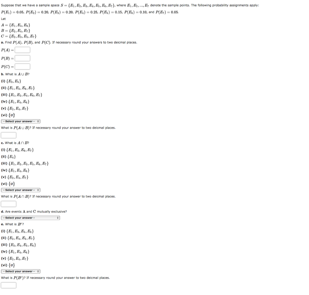 Solved Suppose that we have a sample space S = {E1, E2, E3, | Chegg.com