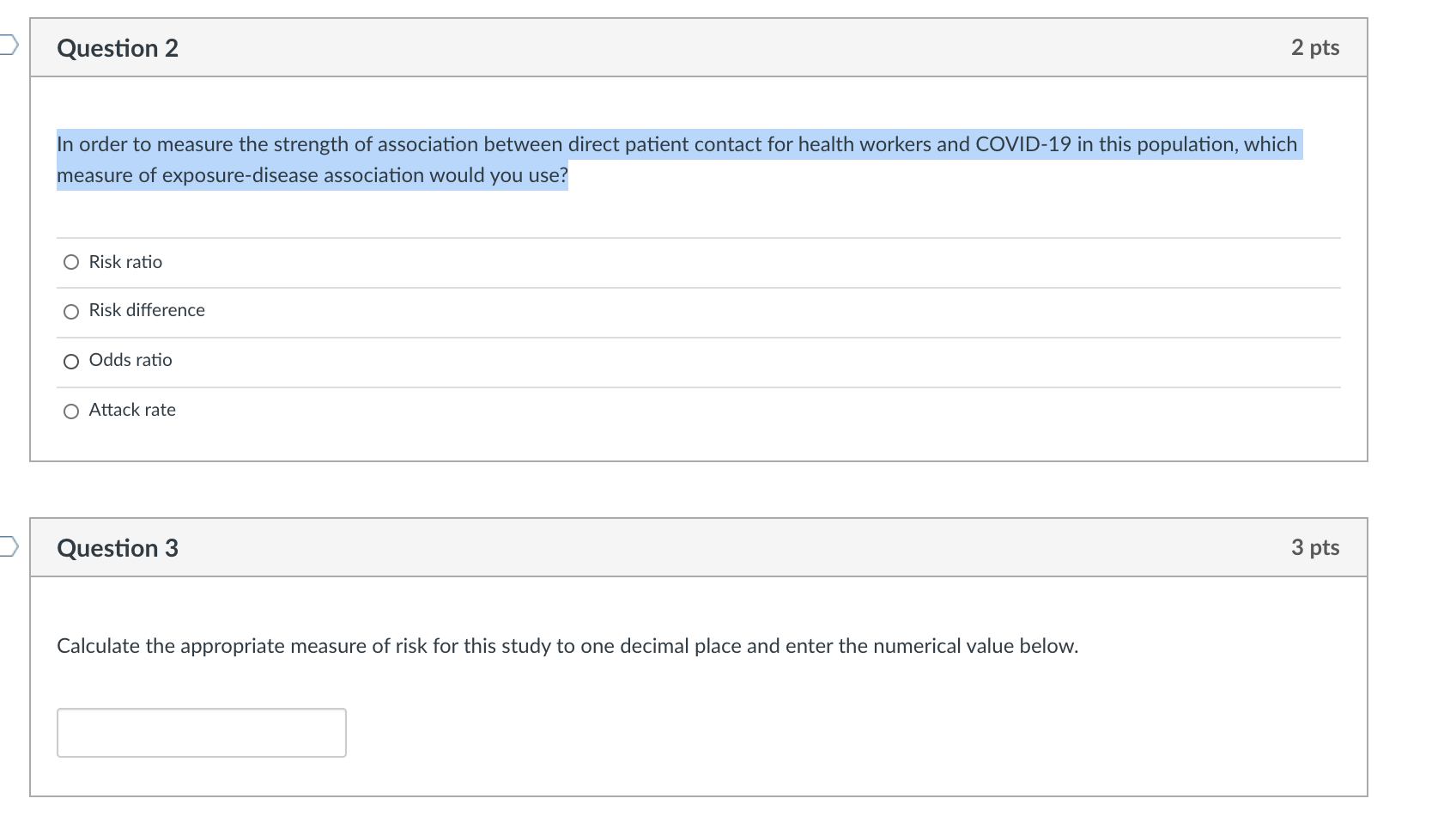 Solved Question 1 5 pts A cohort study of patient exposure | Chegg.com