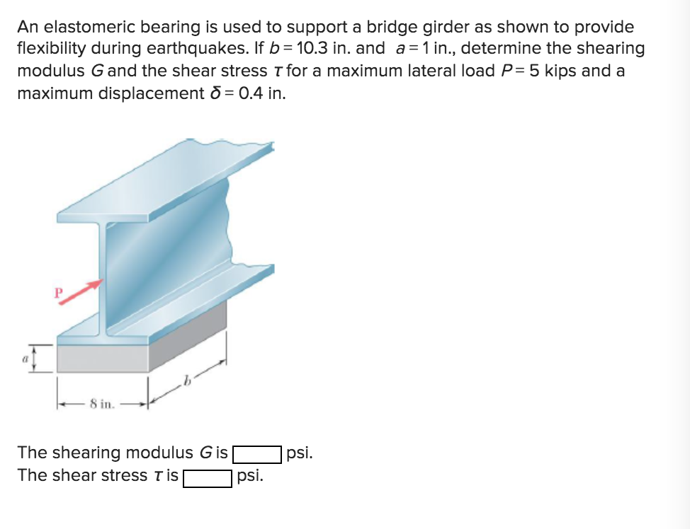 Solved An Elastomeric Bearing Is Used To Support A Bridge | Chegg.com