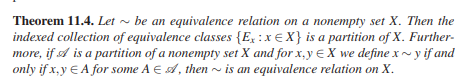 Solved Theorem 11.4. Let ∼ Be An Equivalence Relation On A | Chegg.com