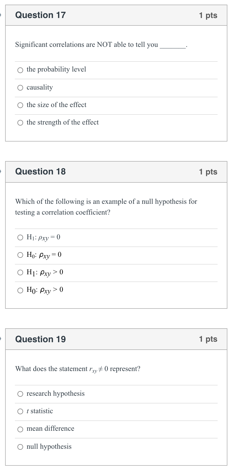 Solved Question 1 1 pts A researcher is looking at the | Chegg.com