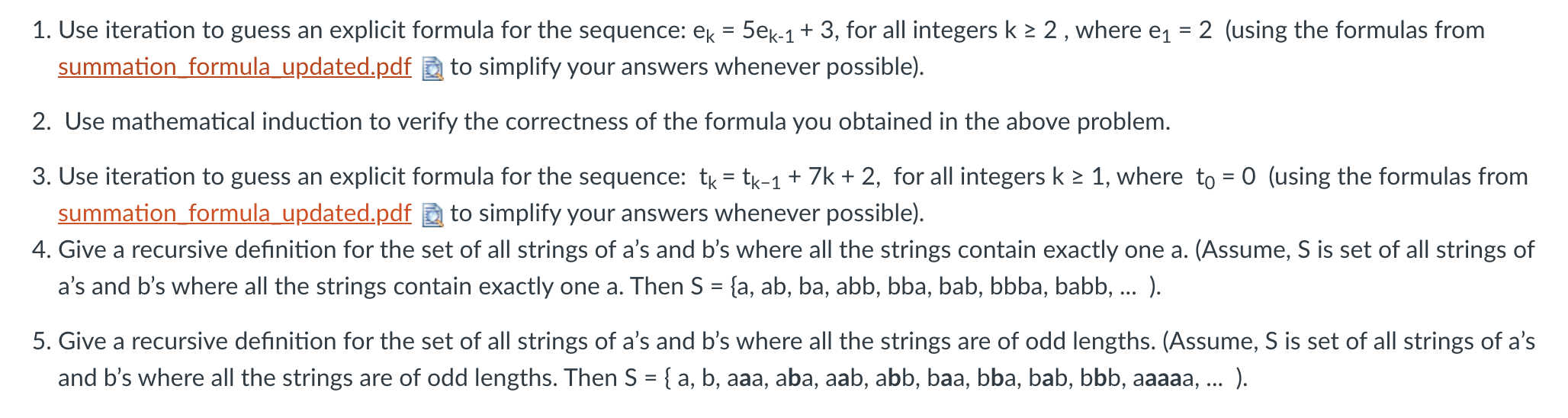 Solved 1 Use Iteration To Guess An Explicit Formula For Chegg Com