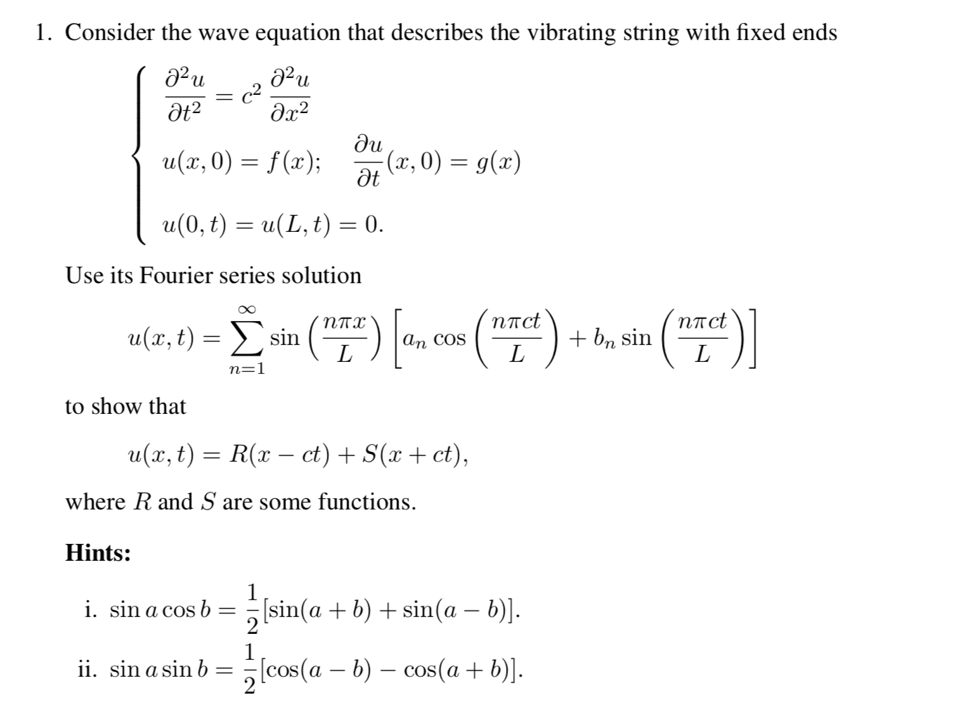 Solved 1 Consider The Wave Equation That Describes The V Chegg Com