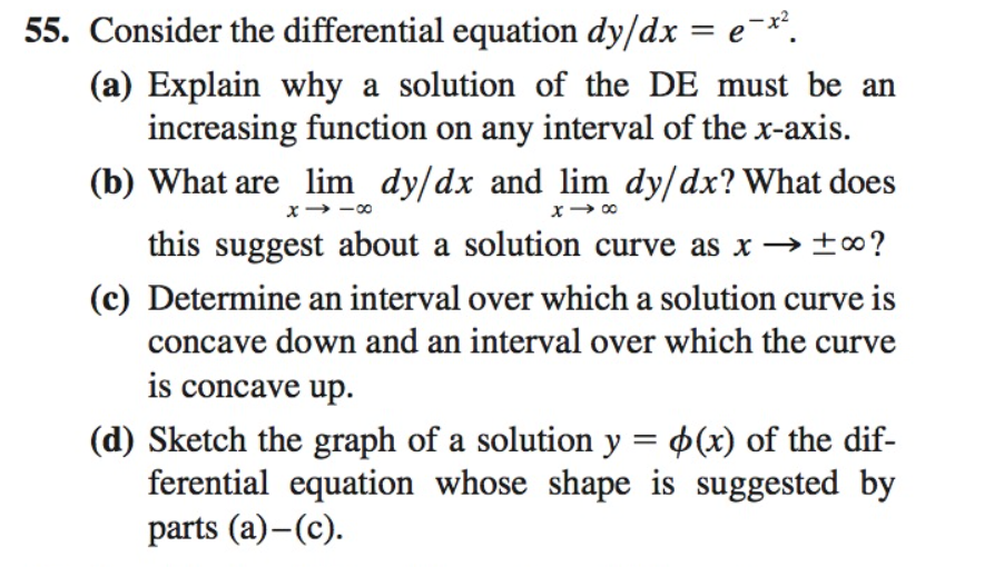 55. Consider the differential equation dy/dx=e−x2. | Chegg.com