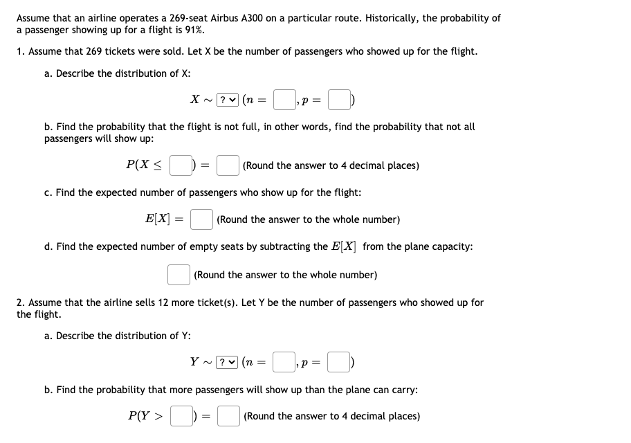Solved Assume That An Airline Operates A 269 Seat Airbus Chegg Com