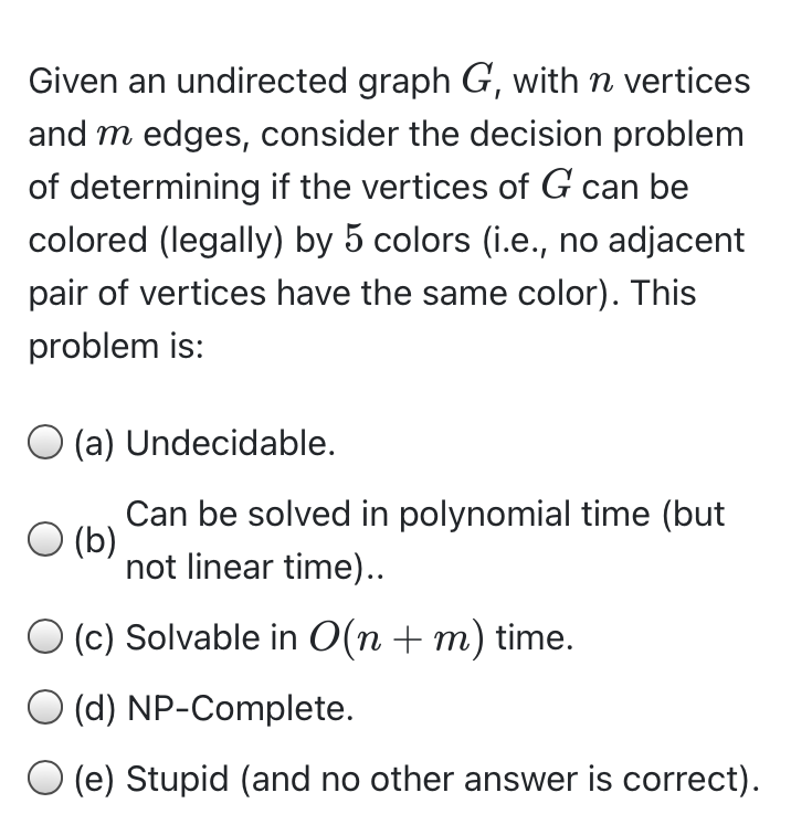 Given an undirected graph G, with n vertices and m | Chegg.com