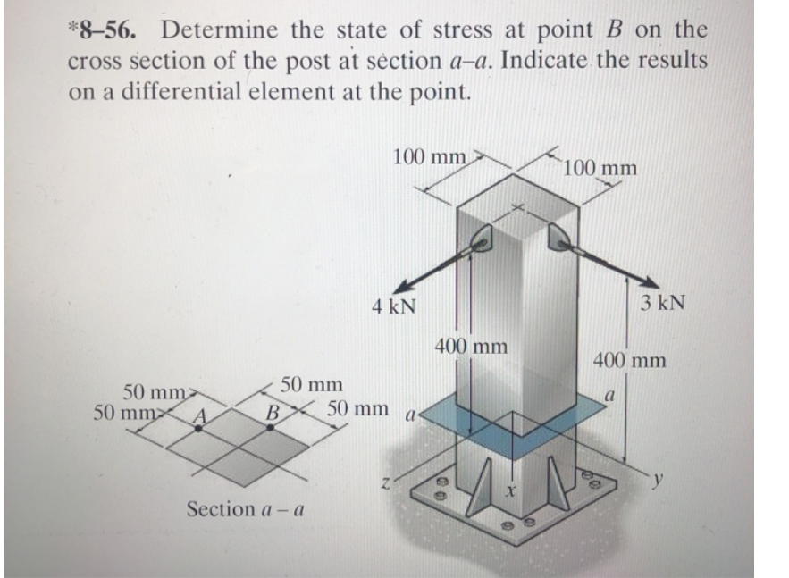Solved *8–56. Determine the state of stress at point B on | Chegg.com