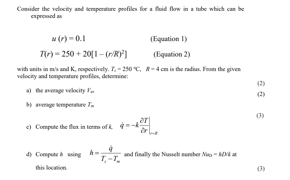 Solved Consider the velocity and temperature profiles for a | Chegg.com