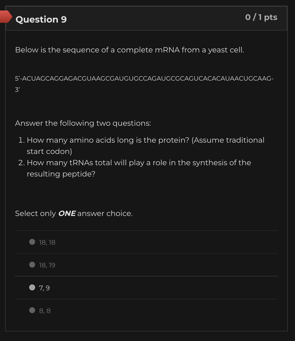 Solved Question 9Below is the sequence of a complete mRNA | Chegg.com