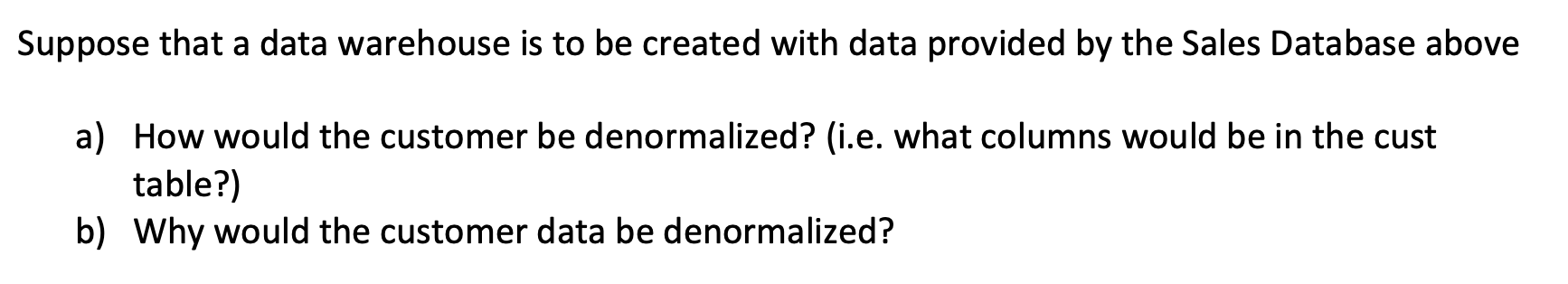 Solved Consider this normalized schema from an OLTP database | Chegg.com