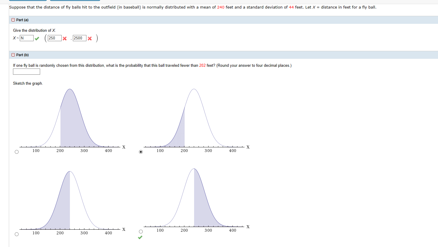 Solved Suppose that the distance of fly balls hit to the