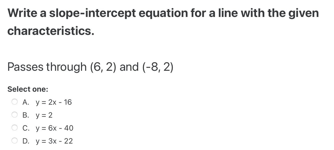 Solved Write A Slope Intercept Equation For A Line With The 5687