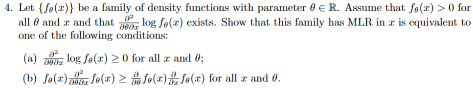 Solved 4. Let {fθ(x)} be a family of density functions with | Chegg.com