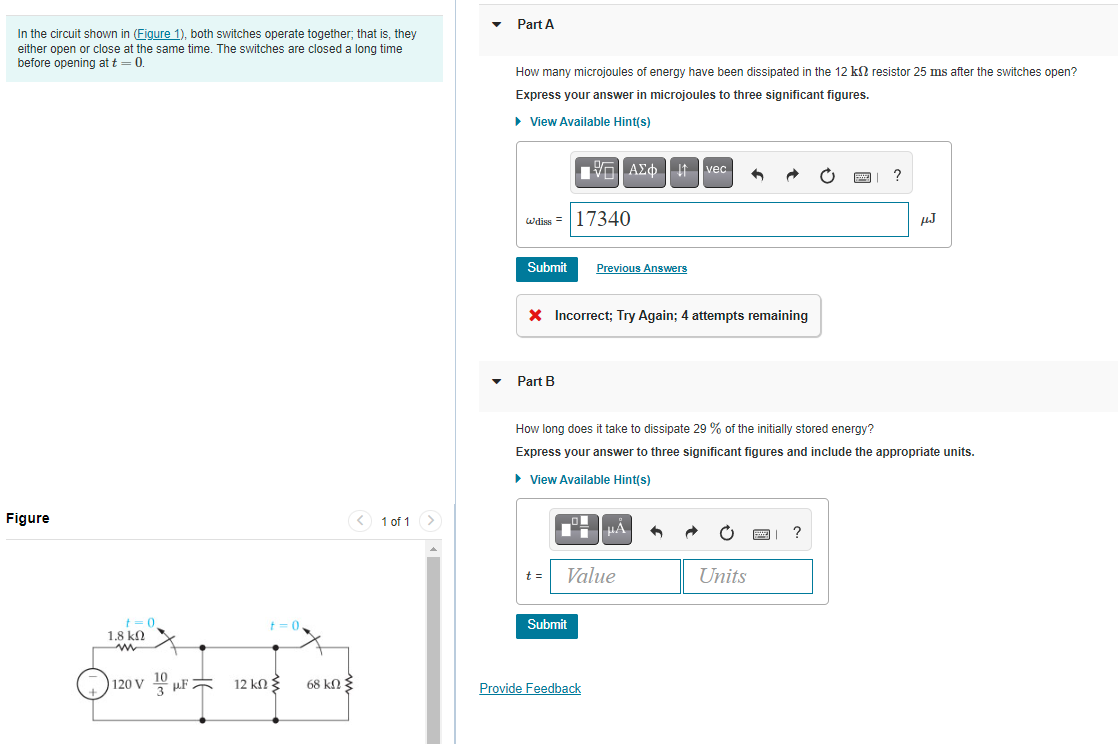 Solved Part A In the circuit shown in Figure 1), both | Chegg.com