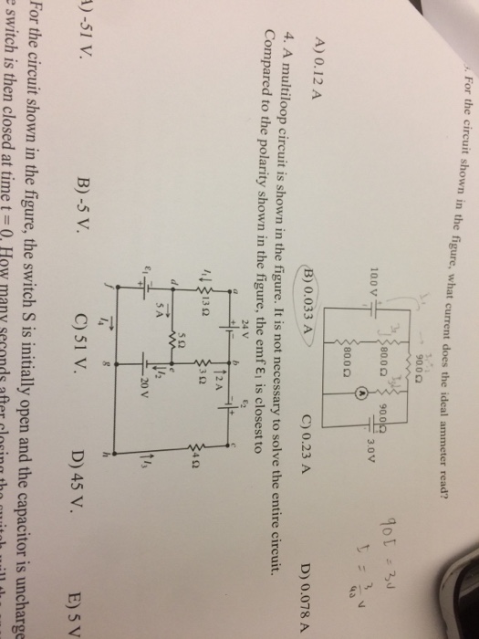 Solved . For the circuit shown in the figure, what current | Chegg.com