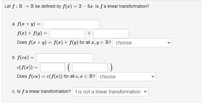 Solved Let F R→r Be Defined By F X 2−5x Is F A Linear