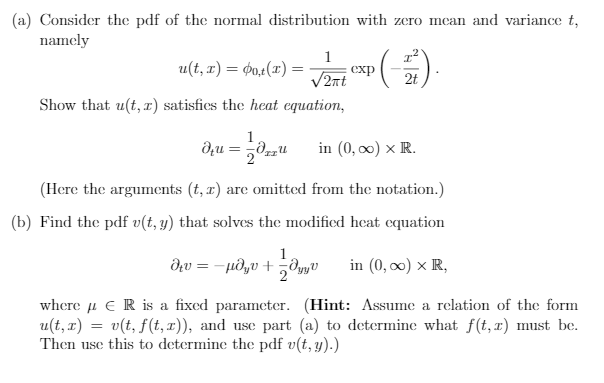 (a) Consider the pdf of the normal distribution with | Chegg.com