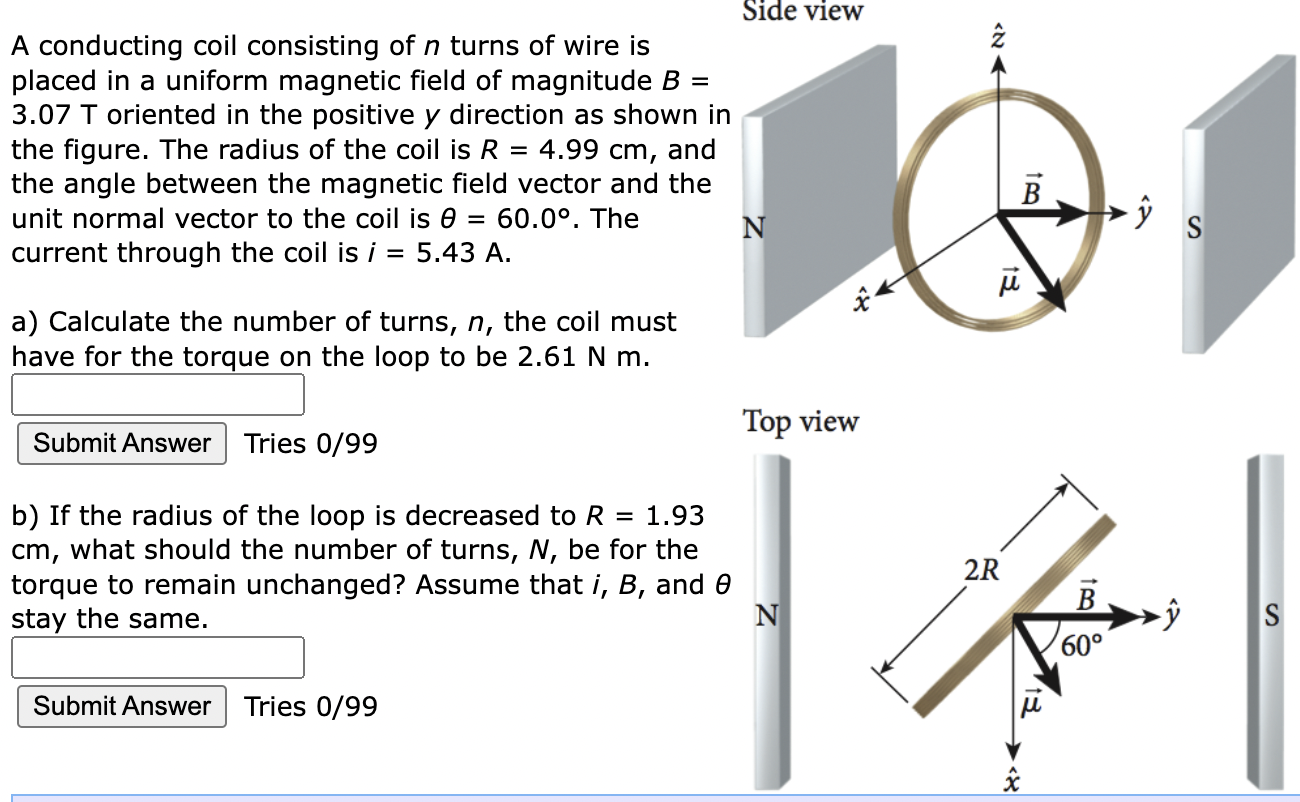 Solved A conducting coil consisting of n turns of wire is | Chegg.com