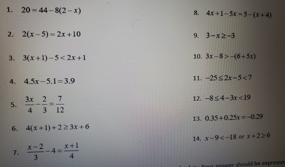 1 5 2x 10 )  4x =- 3 1 5x 4