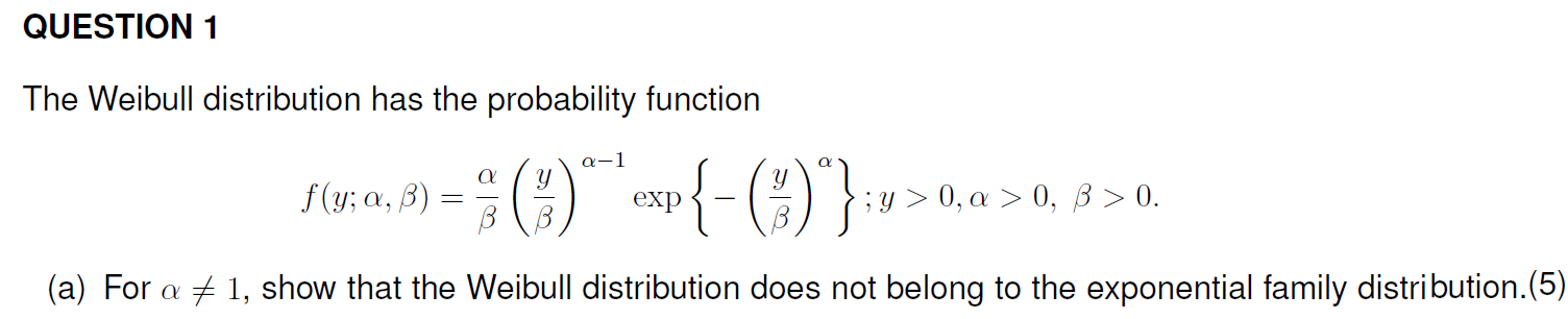 Solved The Weibull distribution has the probability function | Chegg.com