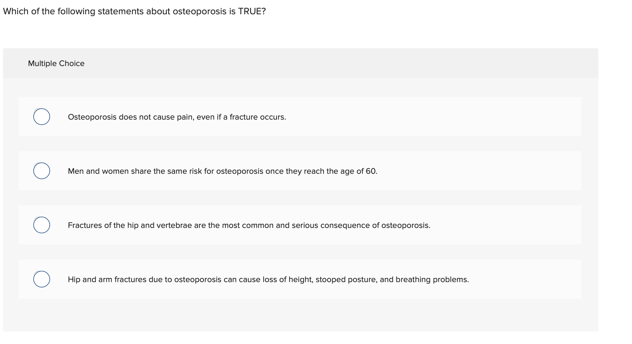 Which Of The Following Statements Is Are True About Osteoporosis Solved Which of the following statements about osteoporosis | Chegg.com