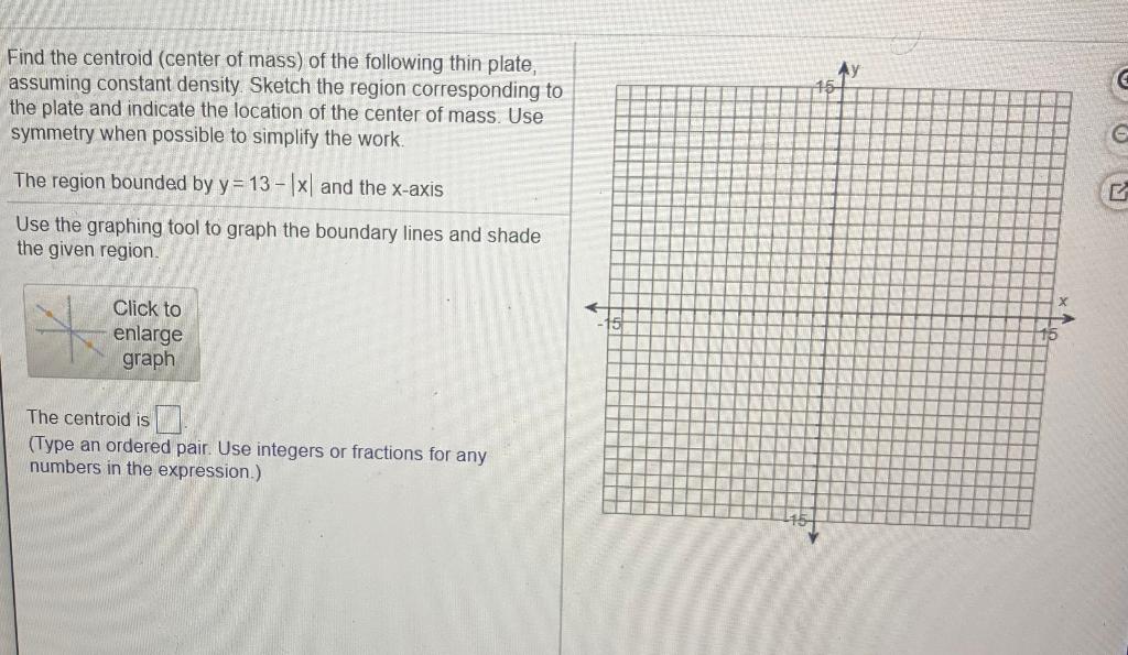 Solved 1 C Find the centroid (center of mass) of the | Chegg.com