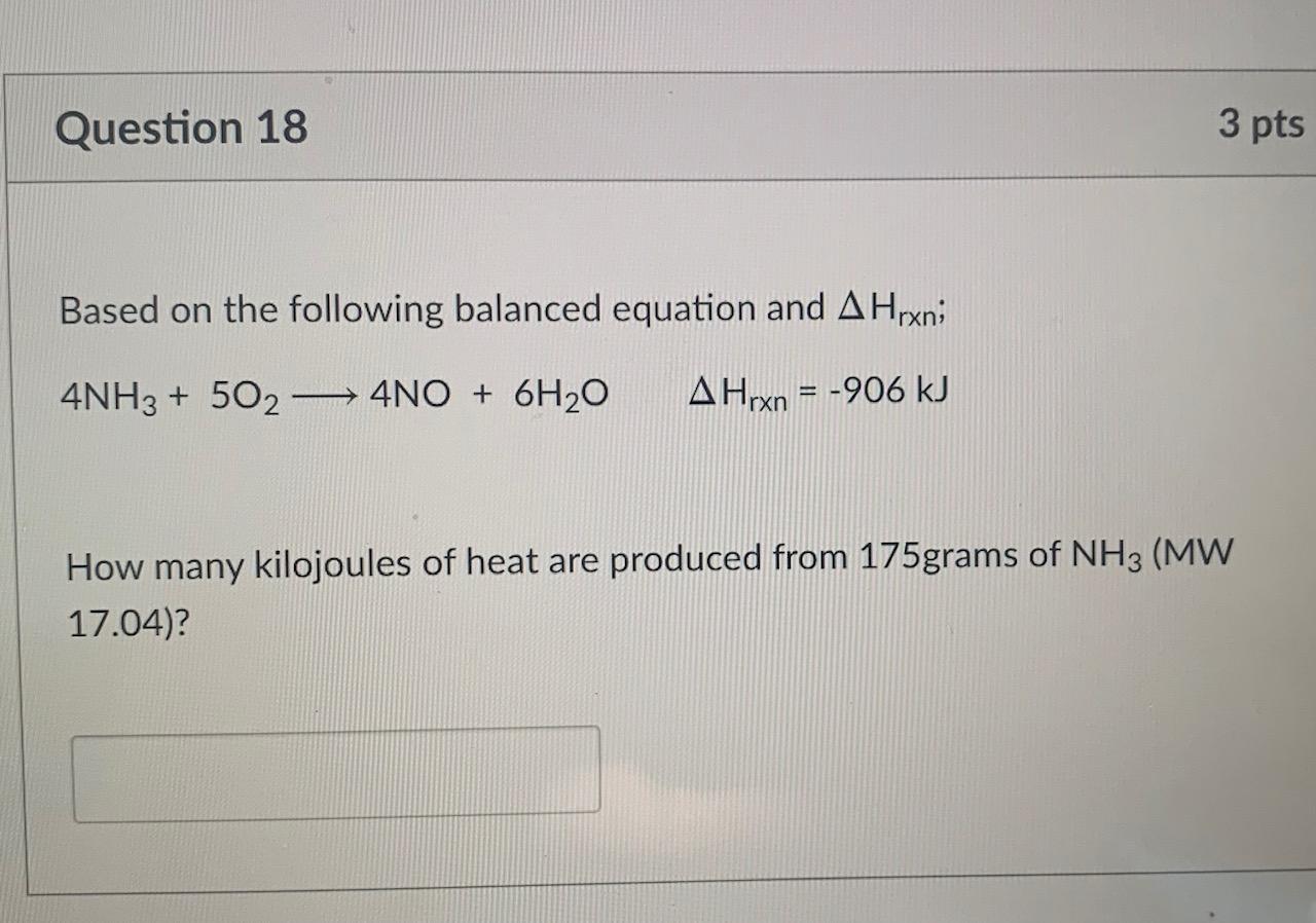 Solved Question 18 3 pts Based on the following balanced | Chegg.com