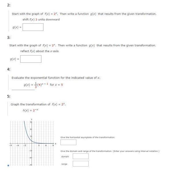 Solved Start With The Graph Of F(x)=2x. Then Write A 