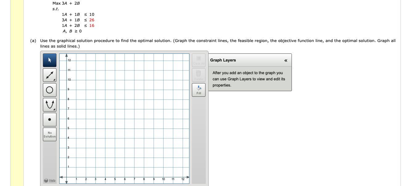 Solved Max 3A + 2B s.t. 1A + 1B S 10 3A + 1B s 26 1A + 2B S | Chegg.com