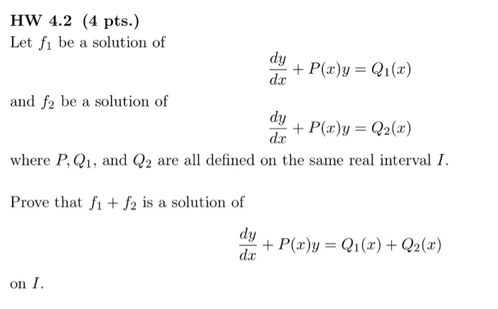 Solved Let f_1 be a solution of dy/dx + P(x)y = Q_1(x) and | Chegg.com