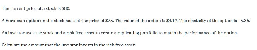 The current price of a stock is $80. A European | Chegg.com