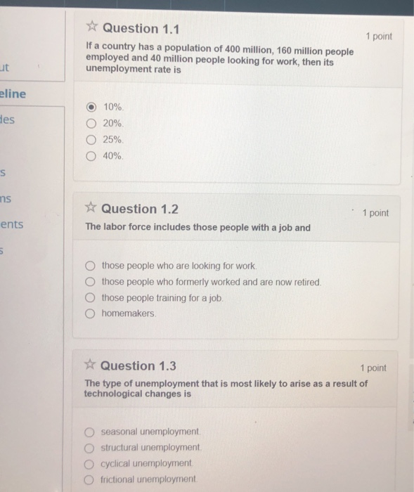 Solved Question 1.1 1 point If a country has a population of | Chegg.com