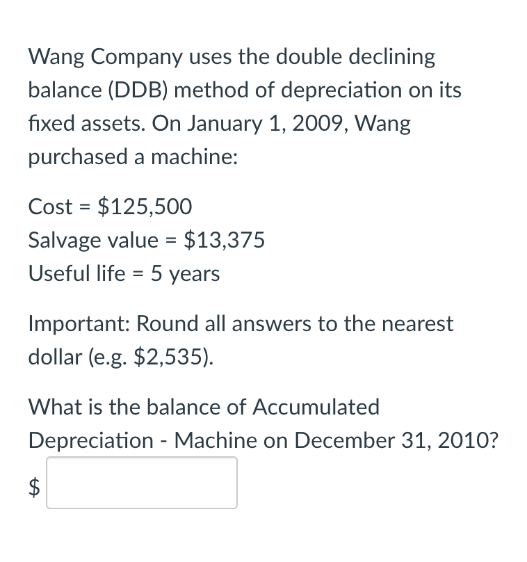 Solved Wang Company uses the double declining balance (DDB) | Chegg.com