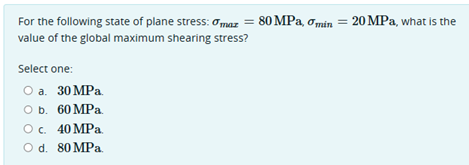 Solved For the following state of plane stress: | Chegg.com