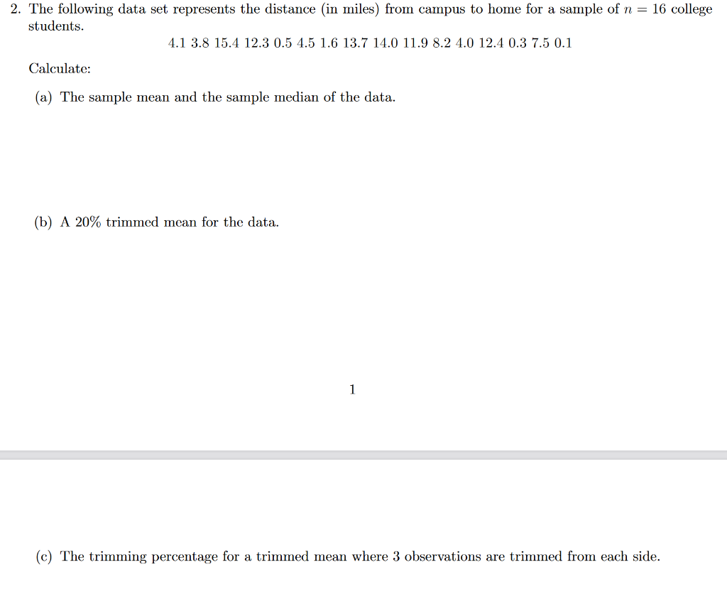 Solved 2. The following data set represents the distance (in | Chegg.com