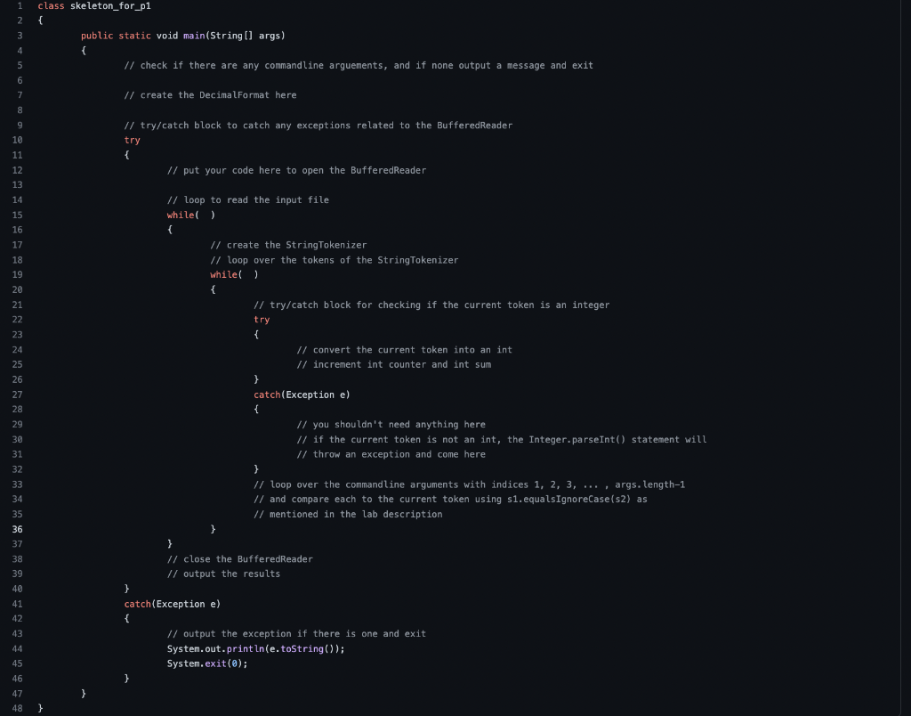 Solved The Code has to be written based off of the skeleton | Chegg.com