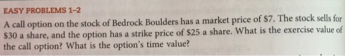 Solved EASY PROBLEMS 1-2 A call option on the stock of | Chegg.com