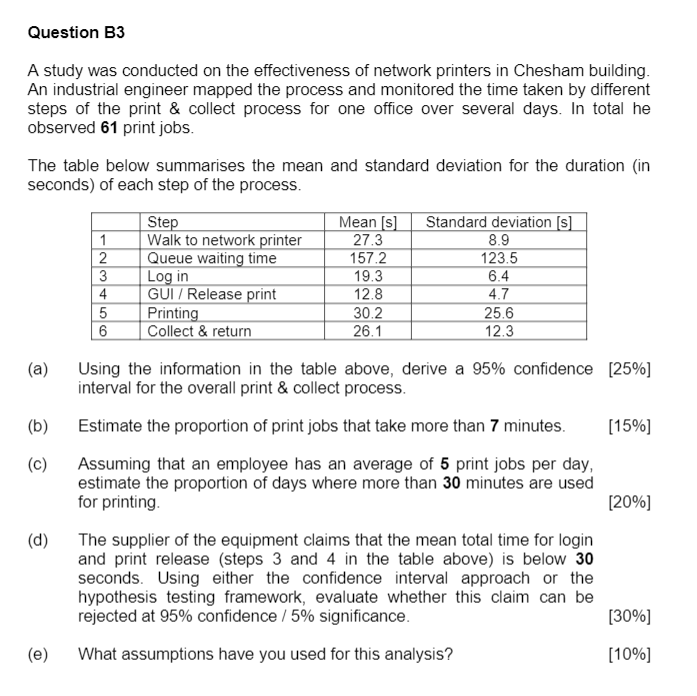 Solved Question B3 A Study Was Conducted On The | Chegg.com