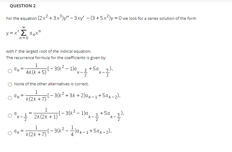 Solved QUESTION 2 For the equation (2x2 + 3x3)y